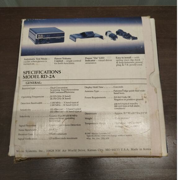 Vintage Maxon RD-2A Radar Detector Anti-Falsing Circuit Superheterodyne Receiver - Picture 2 of 6